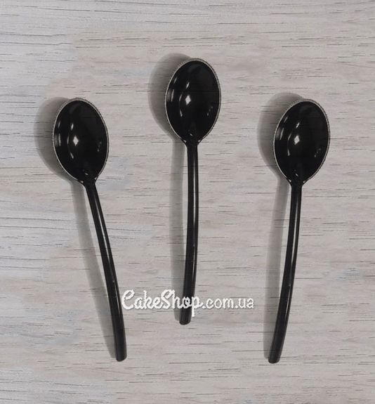 ⋗ Ложка для десертов Черная мини, 10 шт купить в Украине ➛ CakeShop.com.ua, фото