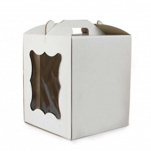⋗ Коробка для торта с окошком Белая, 28х28х30 см купить в Украине ➛ CakeShop.com.ua, фото