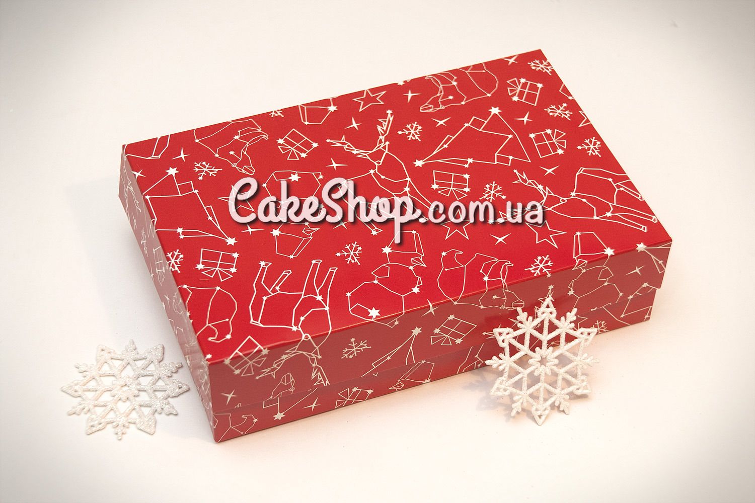 ⋗ Коробка для еклерів, зефіру, печива Новорічна Червона, 23х15х6 см купити в Україні ➛ CakeShop.com.ua, фото