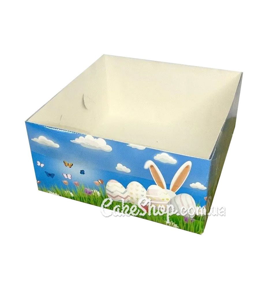 Коробка для десертов с прозрачной крышкой Пасхальная, 16х16х8 см - фото