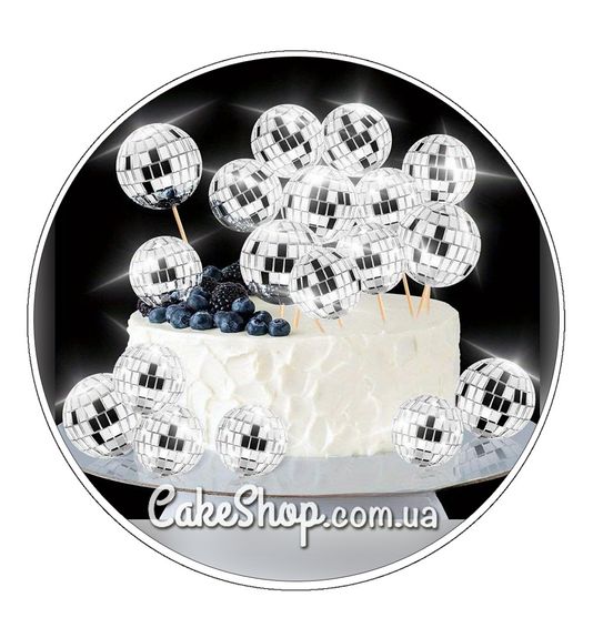 ⋗ Диско шары серебристые на шпажках, 11шт купить в Украине ➛ CakeShop.com.ua, фото