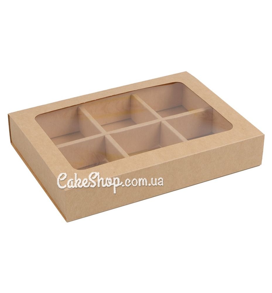 Коробка для 6 моти, макаронс, конфет Крафт, 15,5х21,5х3,5 см - фото
