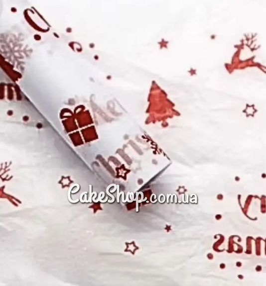 ⋗ Бумага тишью Merry Christmas красный, 10 листов купить в Украине ➛ CakeShop.com.ua, фото