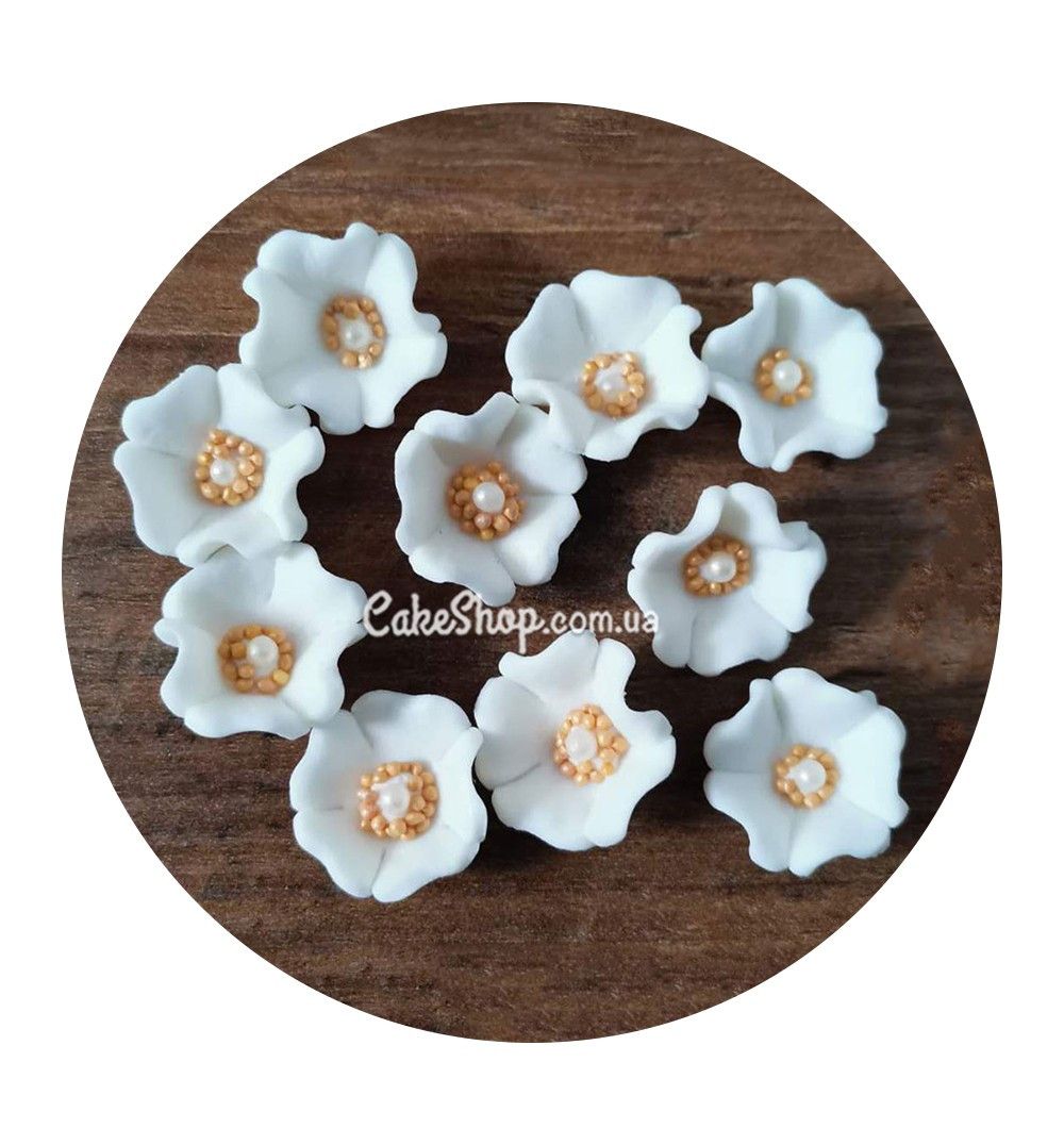 ⋗ Сахарные цветы Мальва белая (10 штук) купить в Украине ➛ CakeShop.com.ua, фото