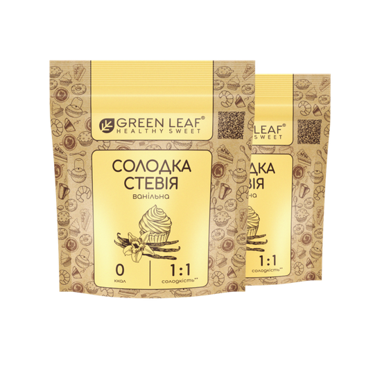 ⋗ Солодка Стевія ванільна Green Leaf (1:1) 100г купити в Україні ➛ CakeShop.com.ua, фото