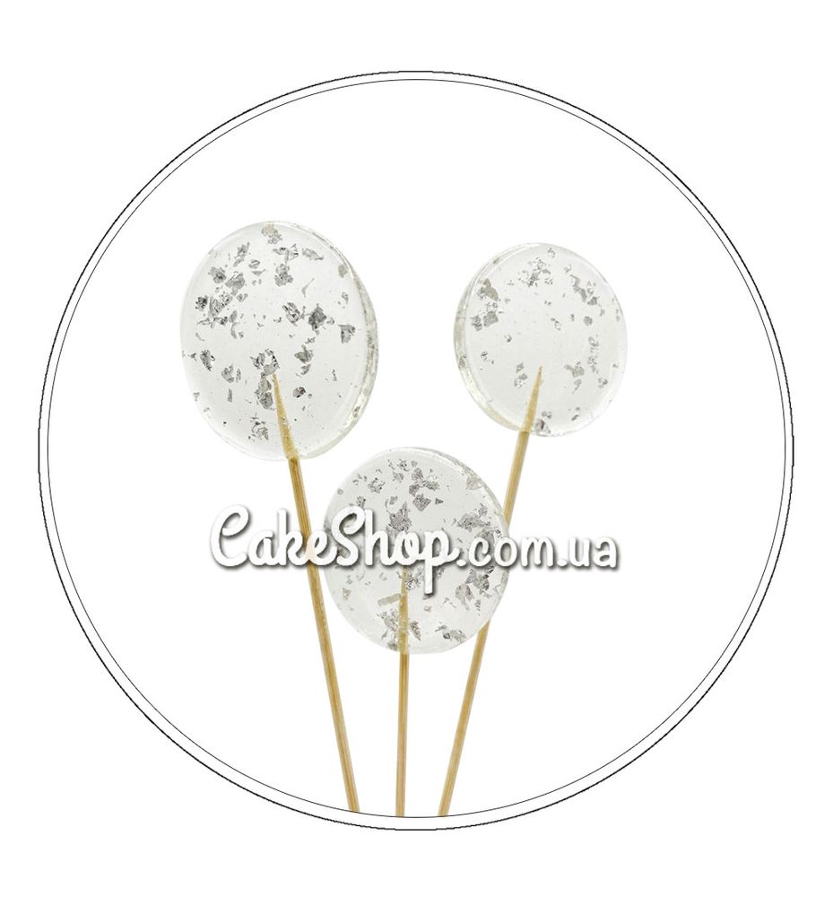 Леденцы из изомальта Прозрачный с серебряной поталью, 1 штука - фото