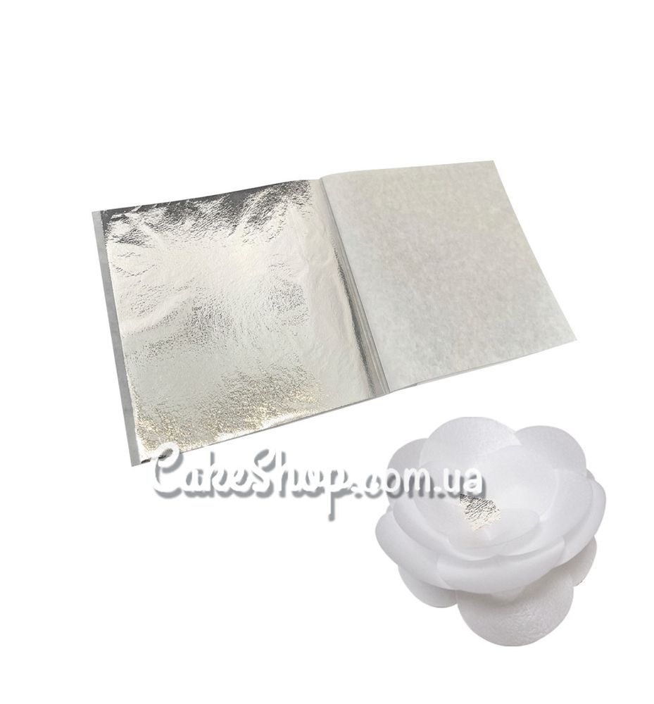 Поталь шампанское серебро 80х85 мм, 5 листов - фото