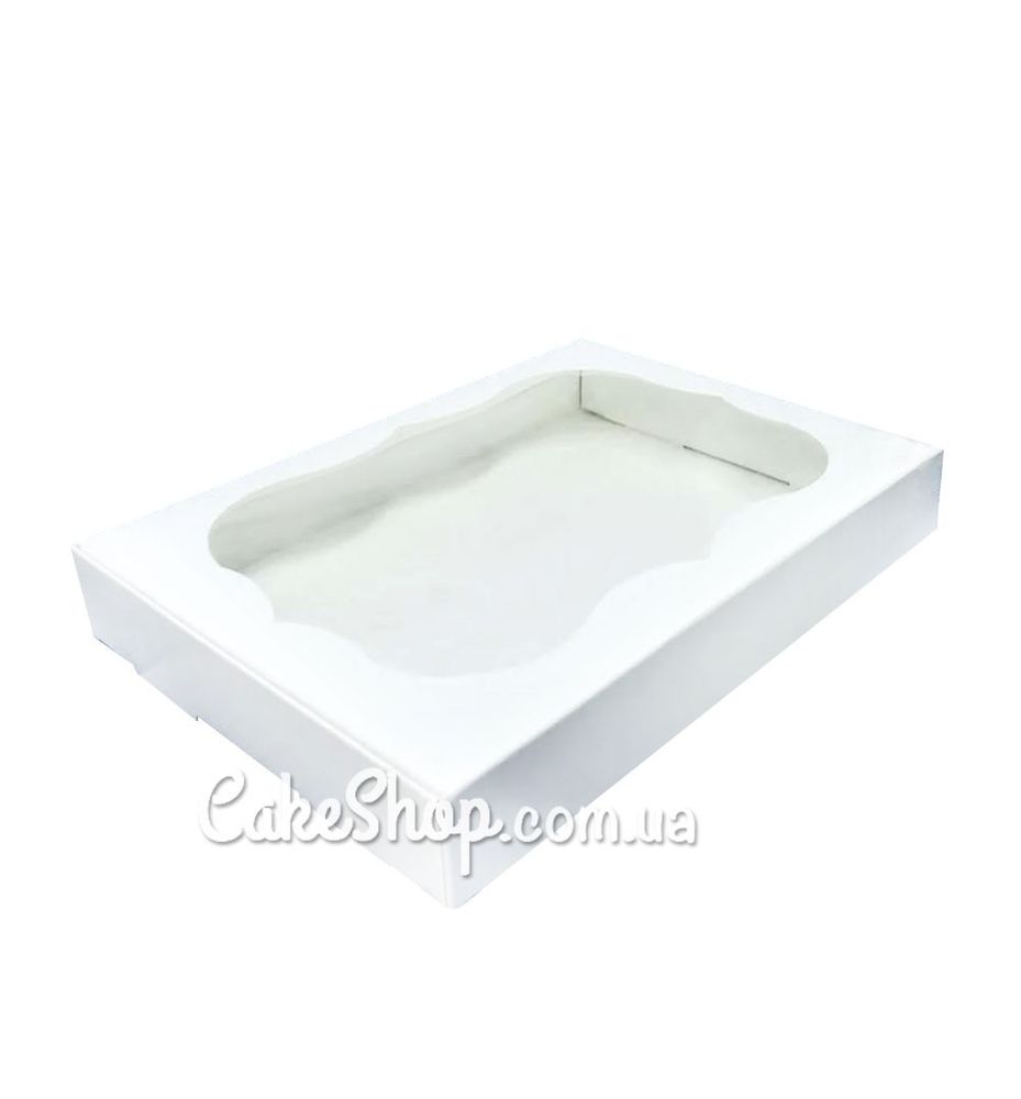 Коробка для пряників з фігурним вікном Біла, 15х20х3 см - фото