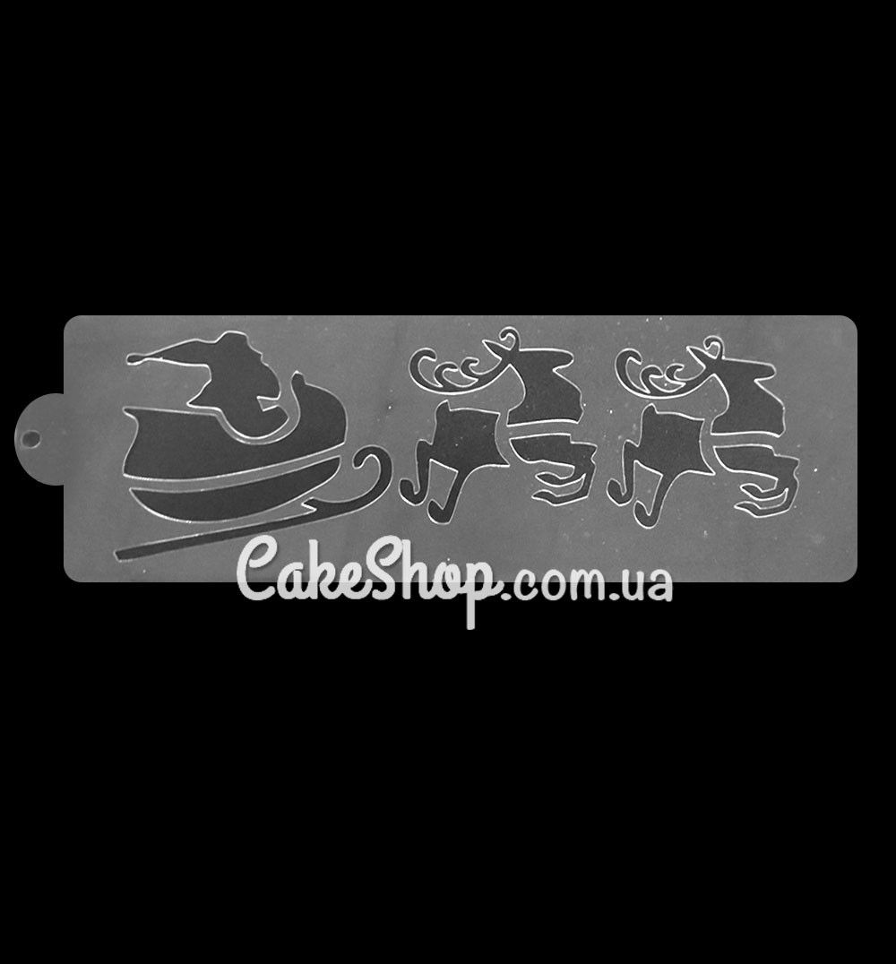 ⋗ Трафарет для тортов, пряников, кофе Санта на санях купить в Украине ➛ CakeShop.com.ua, фото