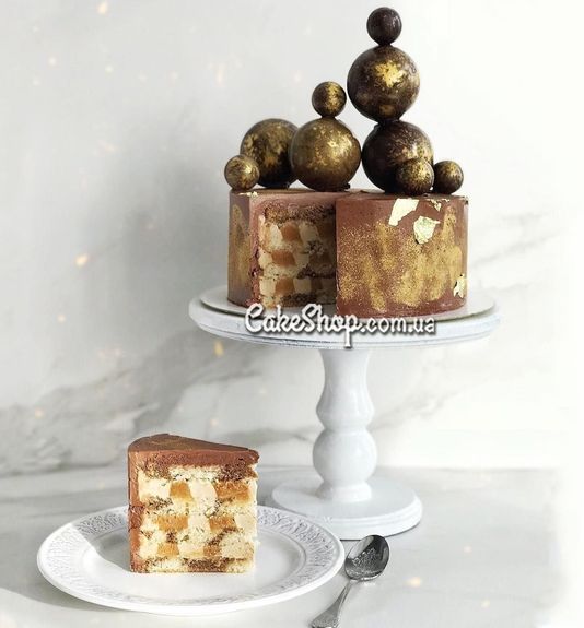 ⋗ Сфера шоколадна IR Золотий космос купити в Україні ➛ CakeShop.com.ua, фото