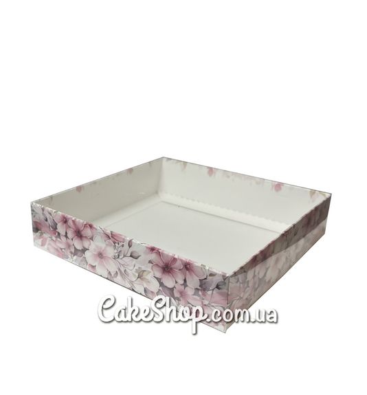 ⋗ Коробка для пряников с прозрачной крышкой Розовые цветы, 16х16х3,5 см купить в Украине ➛ CakeShop.com.ua, фото