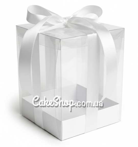 ⋗ Коробка з прозорою кришкою Біла, 12х12х18 см купити в Україні ➛ CakeShop.com.ua, фото