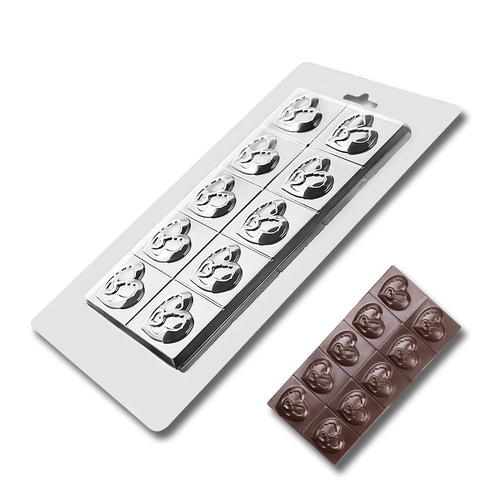 ⋗ Пластикова форма для шоколаду плитка Серце купити в Україні ➛ CakeShop.com.ua, фото