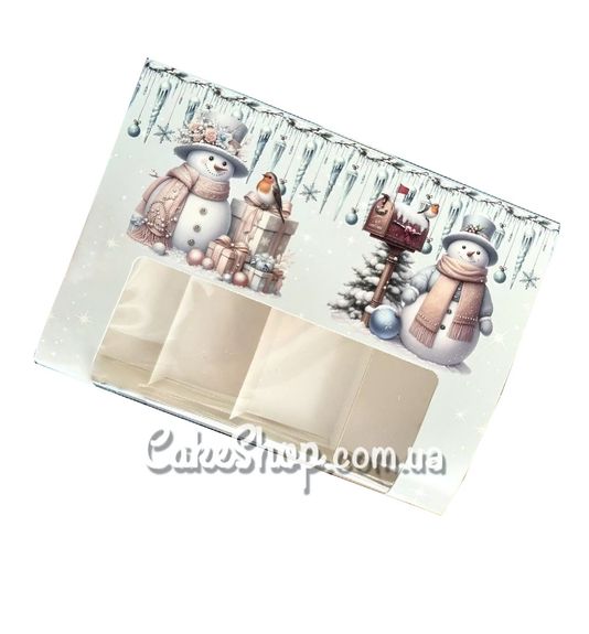 ⋗ Коробка для еклерів і тістечок Ескімо з вікном Сніговики, 21х15х5 см купити в Україні ➛ CakeShop.com.ua, фото