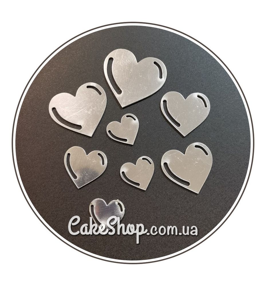 Акриловый топпер DZ набор Сердечки с прорезью серебро - фото