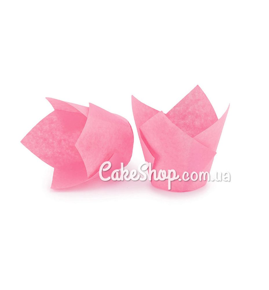 Форма паперова для кексів Тюльпан ніжно рожева, 10 шт. - фото