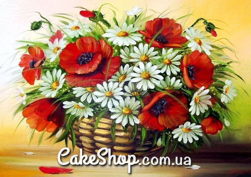 ⋗ Цукрова картинка Польовий букет купити в Україні ➛ CakeShop.com.ua, фото