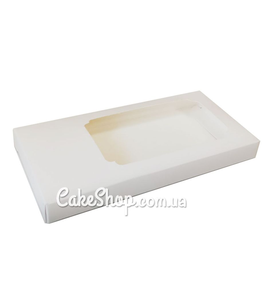 Коробка для шоколада с окошком Белая, 16х8х1,7 см - фото