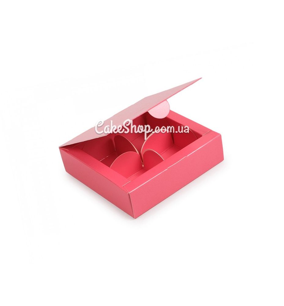 Коробка на 4 цукерки Рожева, 11х11х3 см - фото