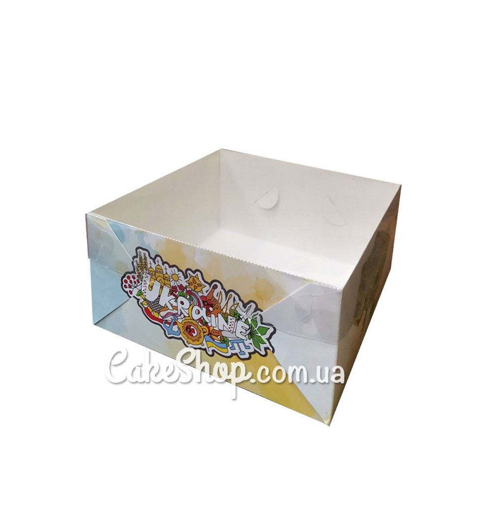 ⋗ Коробка для десертов с прозрачной крышкой Карта Украины, 16х16х8 см купить в Украине ➛ CakeShop.com.ua, фото