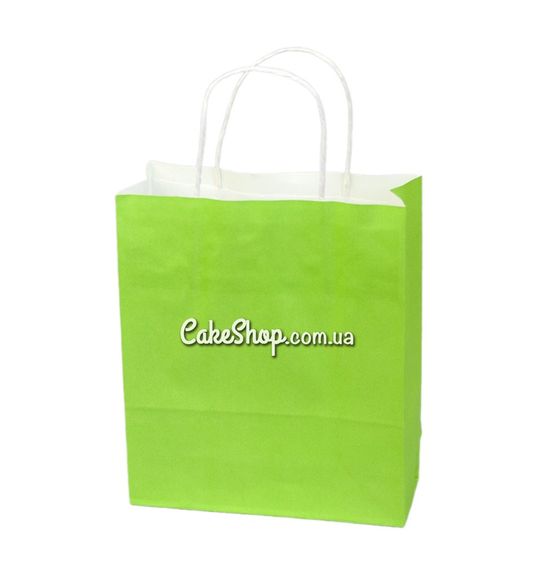 ⋗ Пакет паперовий з крученими ручками Салатовий, 24х20х8см купити в Україні ➛ CakeShop.com.ua, фото