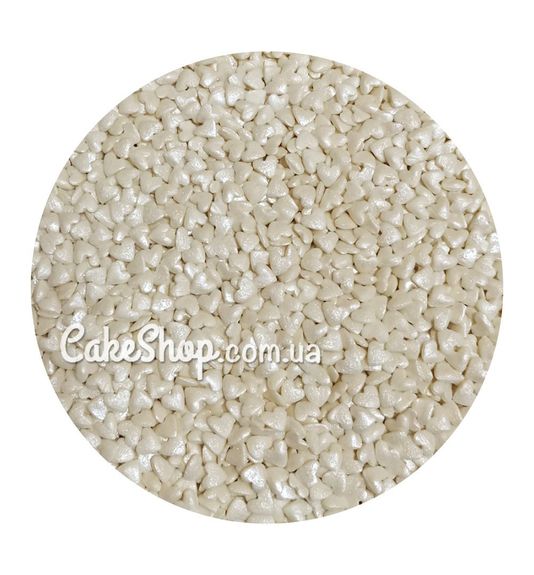 ⋗ Посыпка сахарная ТМ Сладо Сердца белые перламутровые мини 50г купить в Украине ➛ CakeShop.com.ua, фото