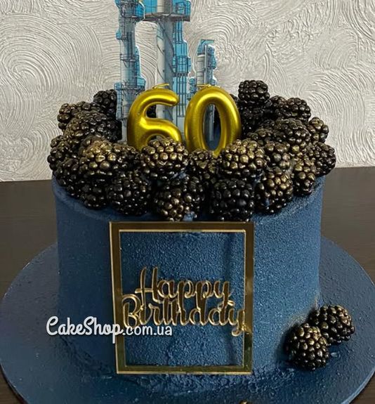 ⋗ Акриловый топпер Lion боковой Happy Birthday прямоугольник золото купить в Украине ➛ CakeShop.com.ua, фото