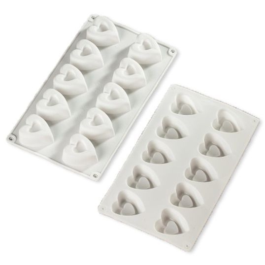 ⋗ Силиконовая форма для евродесертов Сердечки фигурные купить в Украине ➛ CakeShop.com.ua, фото