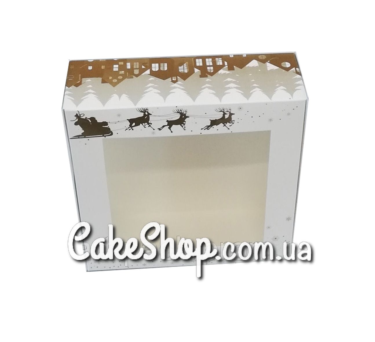 ⋗ Коробка для зефіру з вікном принт ЗОЛОТО, 20х20х7 см купити в Україні ➛ CakeShop.com.ua, фото
