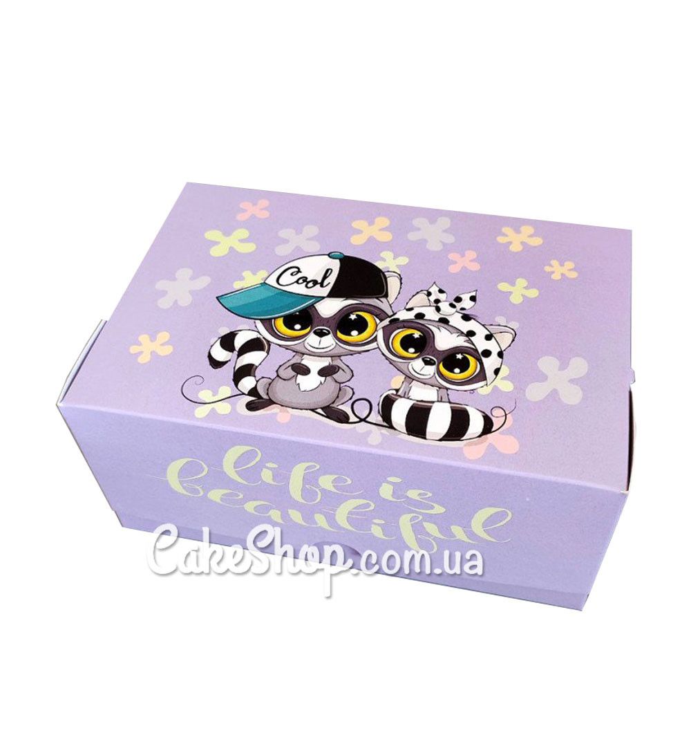 ⋗ Коробка на 2 кекса Єноти, 18х12х8 см купити в Україні ➛ CakeShop.com.ua, фото