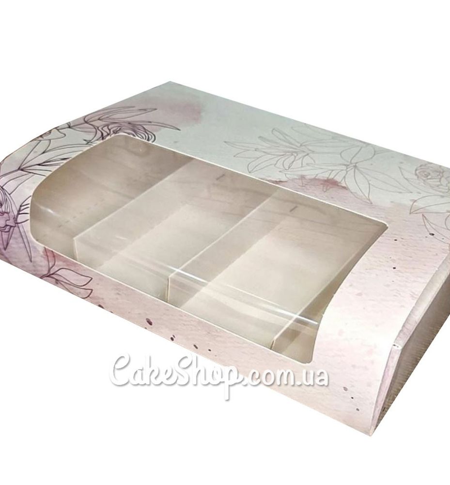 Коробка для эклеров и пирожных Эскимо с окном Пудра, 21х15х5 см - фото