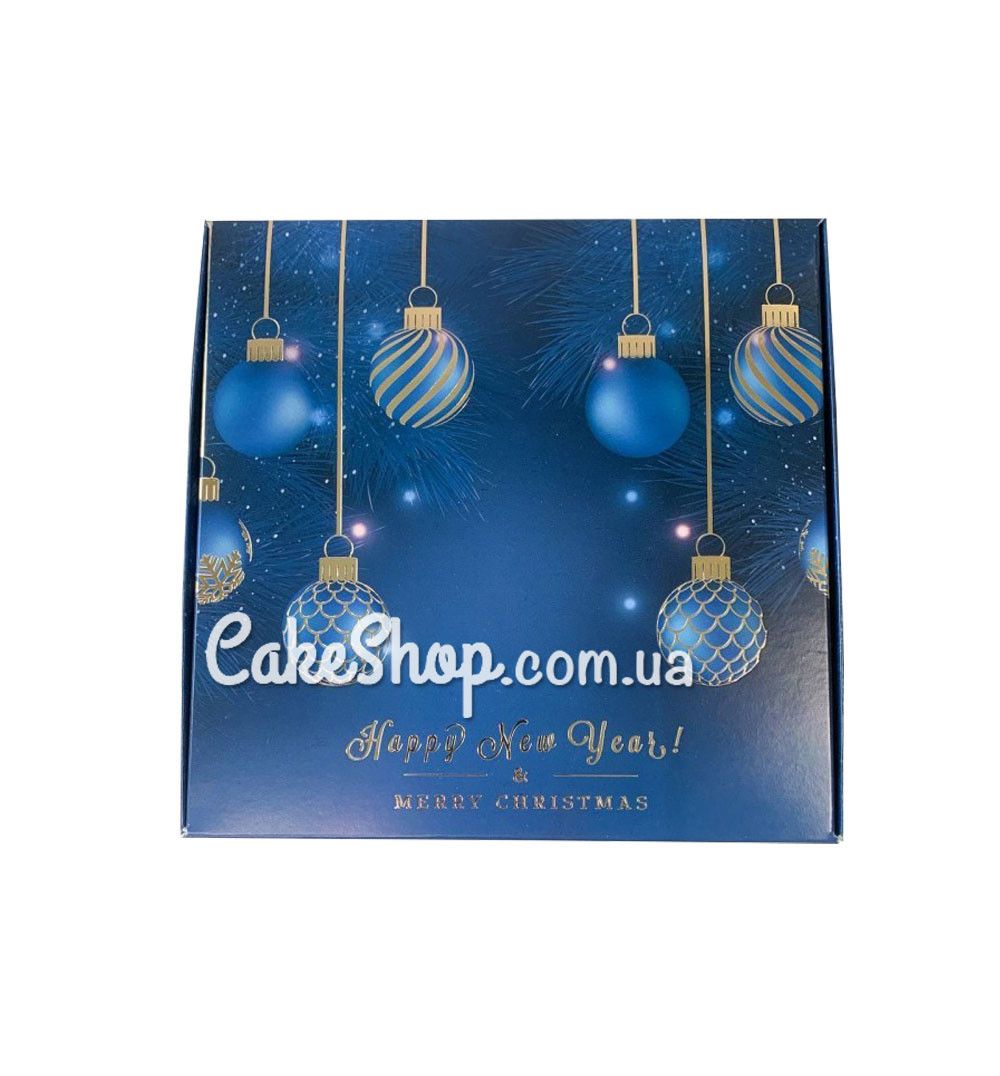 ⋗ Коробка Happy New Year кульки з тисненням, 15х15х5 см купити в Україні ➛ CakeShop.com.ua, фото