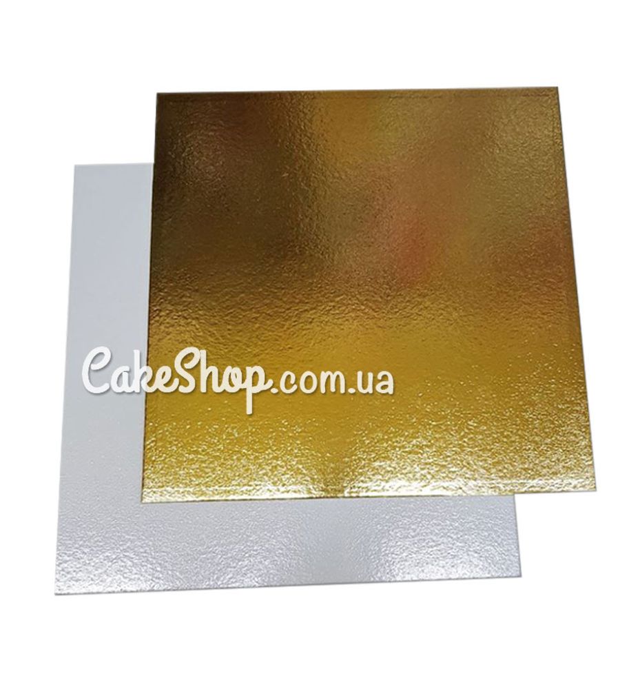 Подложка под торт квадратная 35х35 см Золото-Серебро - фото