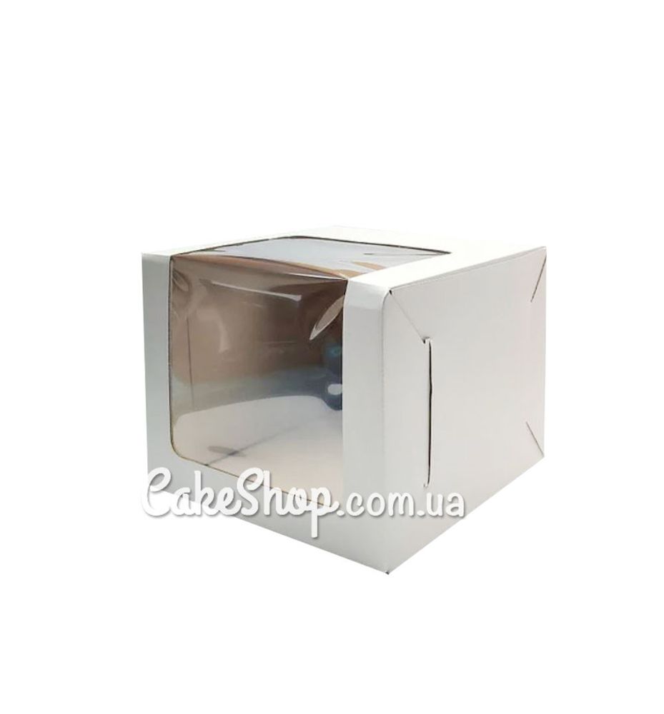 Коробка для торта з вікном  Біла, 25х25х20 см гофрокартон - фото