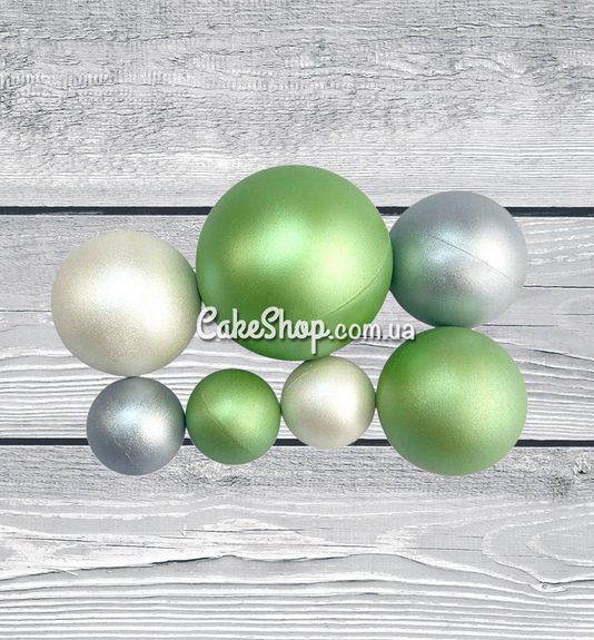 ⋗ Сфера шоколадная SD Зеленая-белая-серебряная купить в Украине ➛ CakeShop.com.ua, фото
