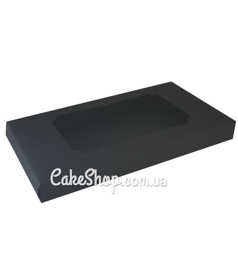 Коробка для шоколаду з вікном Чорна матова, 16х8х1,7 см - фото