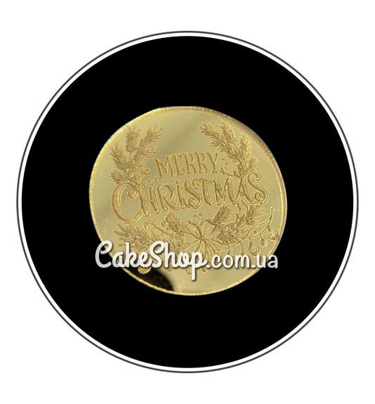 ⋗ Акриловий топпер Lion медальйон Merry Christmas, 5 см купити в Україні ➛ CakeShop.com.ua, фото