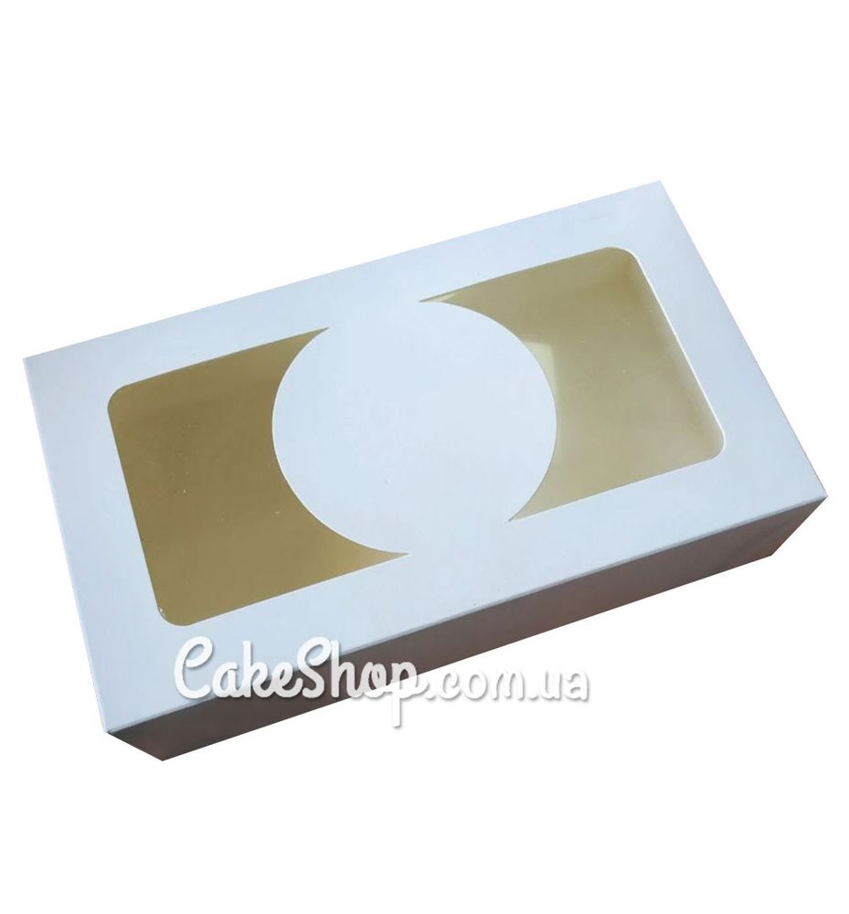 Коробка для эклеров, зефира с окном Белая, 20х11,5х5 см - фото