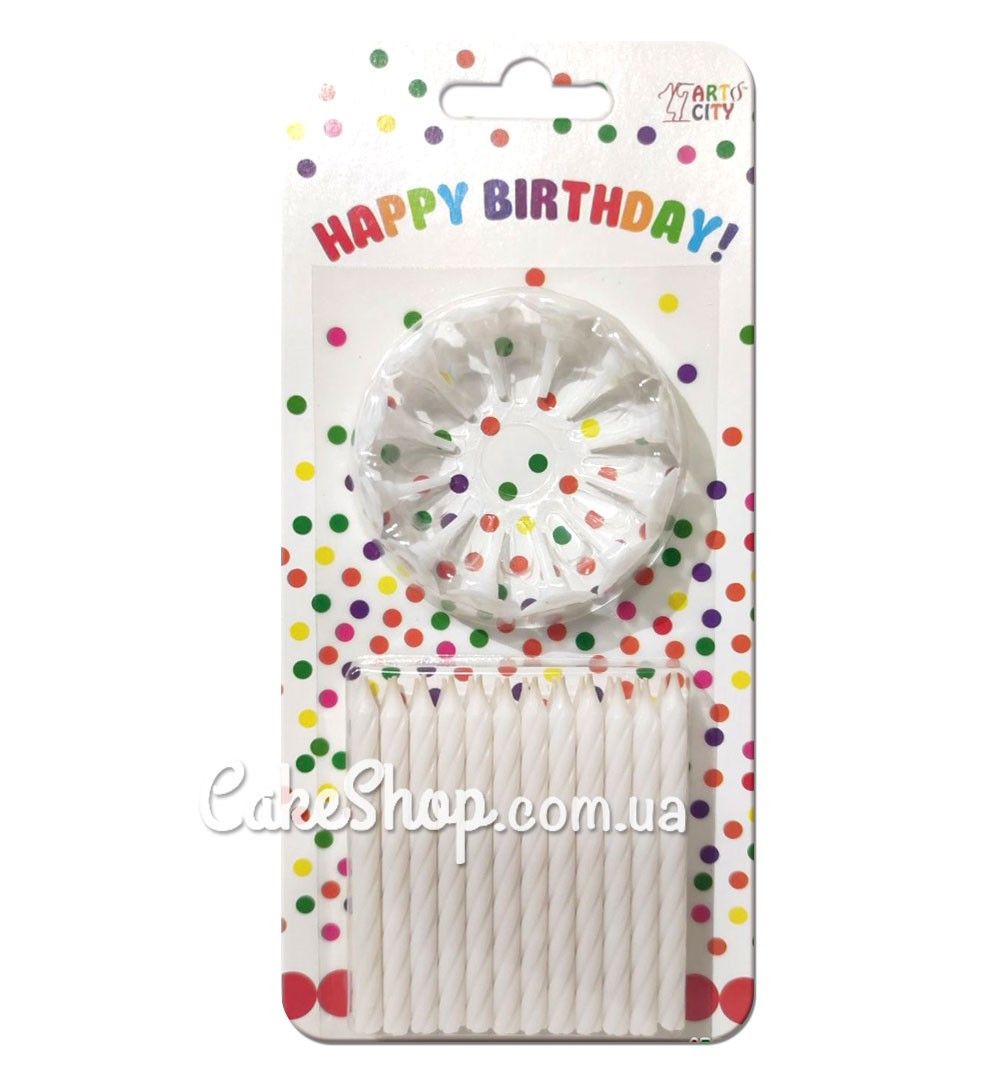 ⋗ Свечи тортовые на ножке Спираль белые, 24 шт купить в Украине ➛ CakeShop.com.ua, фото