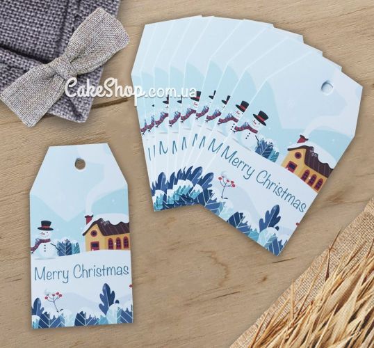 ⋗ Бирка бумажная Новогодние домики 5х9 см, 10 шт купить в Украине ➛ CakeShop.com.ua, фото