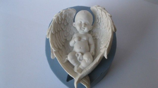 Силиконовый молд 3Д Младенец на крыльях ангела - фото