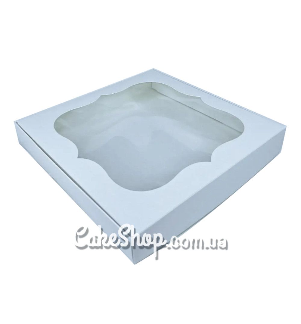 ⋗ Коробка для печенья с фигурным окном Белая, 20х20х3 см купить в Украине ➛ CakeShop.com.ua, фото