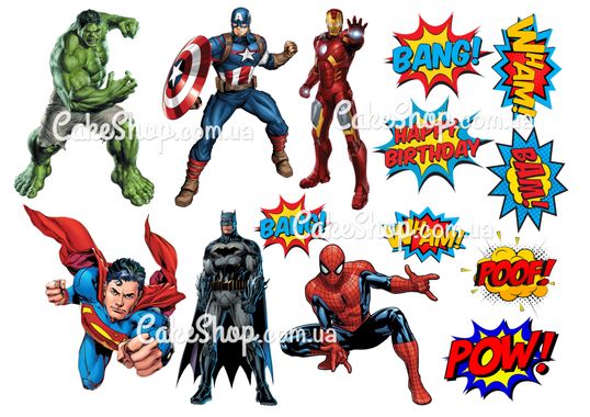 ⋗ Вафельна картинка Супергерої 9 купити в Україні ➛ CakeShop.com.ua, фото