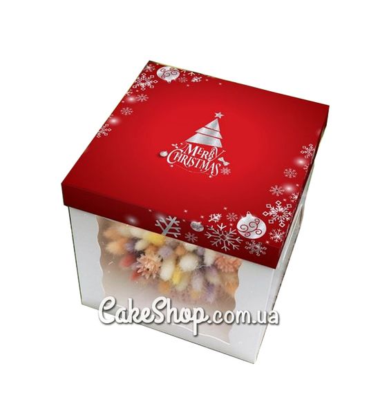 ⋗ Коробка для торта з Новорічною кришкою і віконцем, 20х20х20 см купити в Україні ➛ CakeShop.com.ua, фото