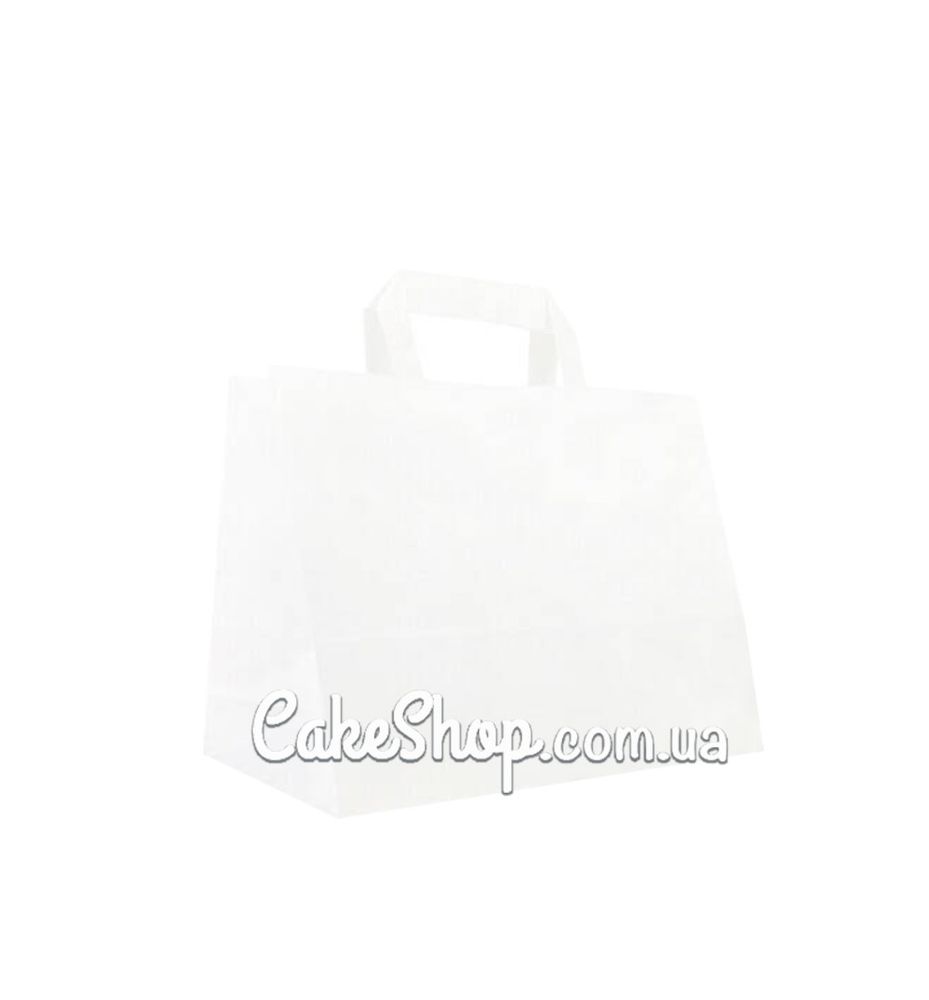 Пакет паперовий з пласкими ручками Білий, 32х22х24,5 см - фото