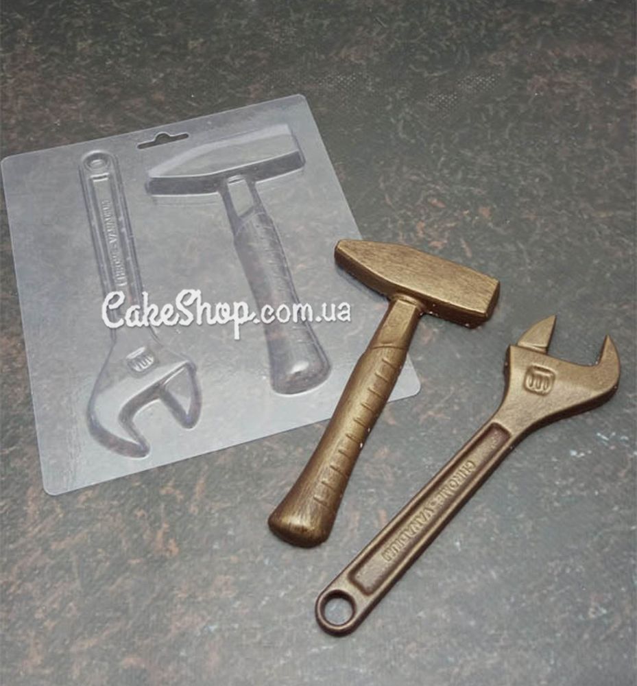 Пластиковая форма для шоколада Молоток и разводной ключ - фото