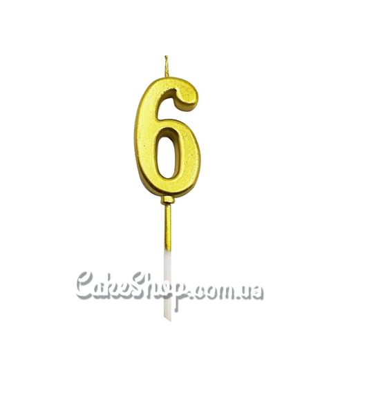 ⋗ Свеча цифра для бенто-торта Золото - 6 купить в Украине ➛ CakeShop.com.ua, фото