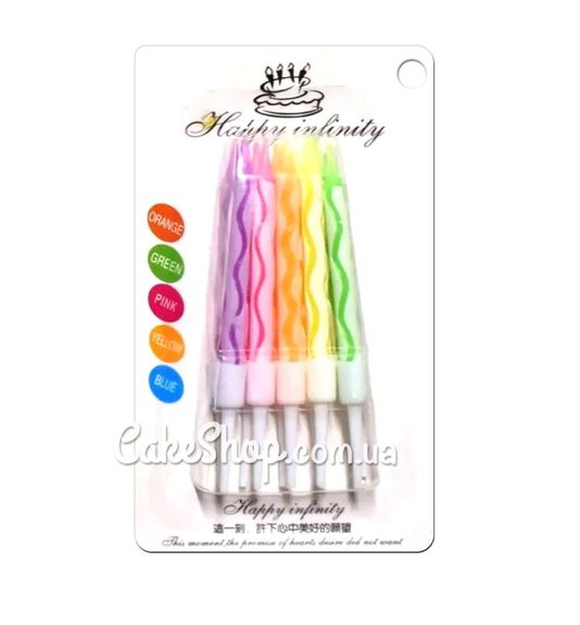 ⋗ Свечи тортовые Спираль цветная волна, 8 см купить в Украине ➛ CakeShop.com.ua, фото