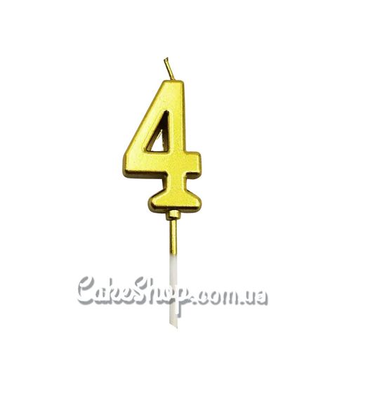 ⋗ Свеча цифра для бенто-торта Золото - 4 купить в Украине ➛ CakeShop.com.ua, фото