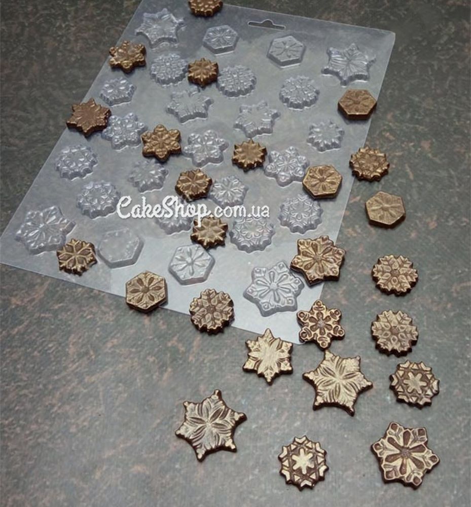 Пластикова форма для шоколаду Сніжинки мікро - фото